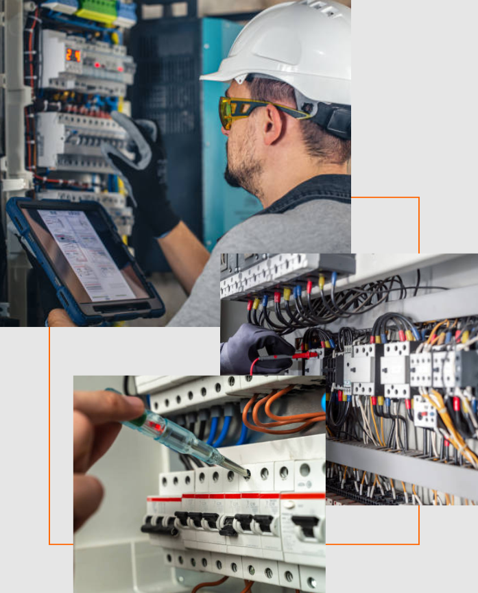 Image oo2Electrical contractor replacing outdated breaker panel with modern electrical system